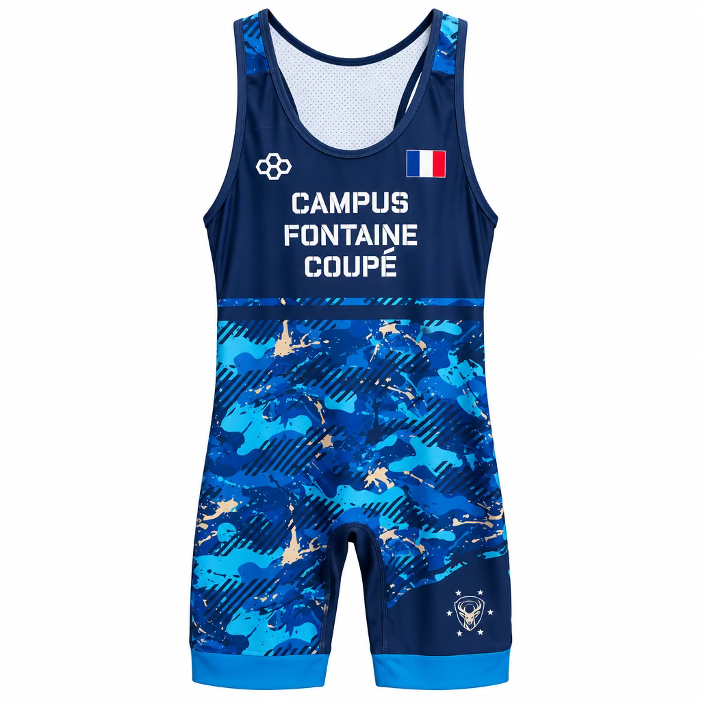 Maillot de lutte RUDIS Campus Fontaine Coupé - Bleu camo