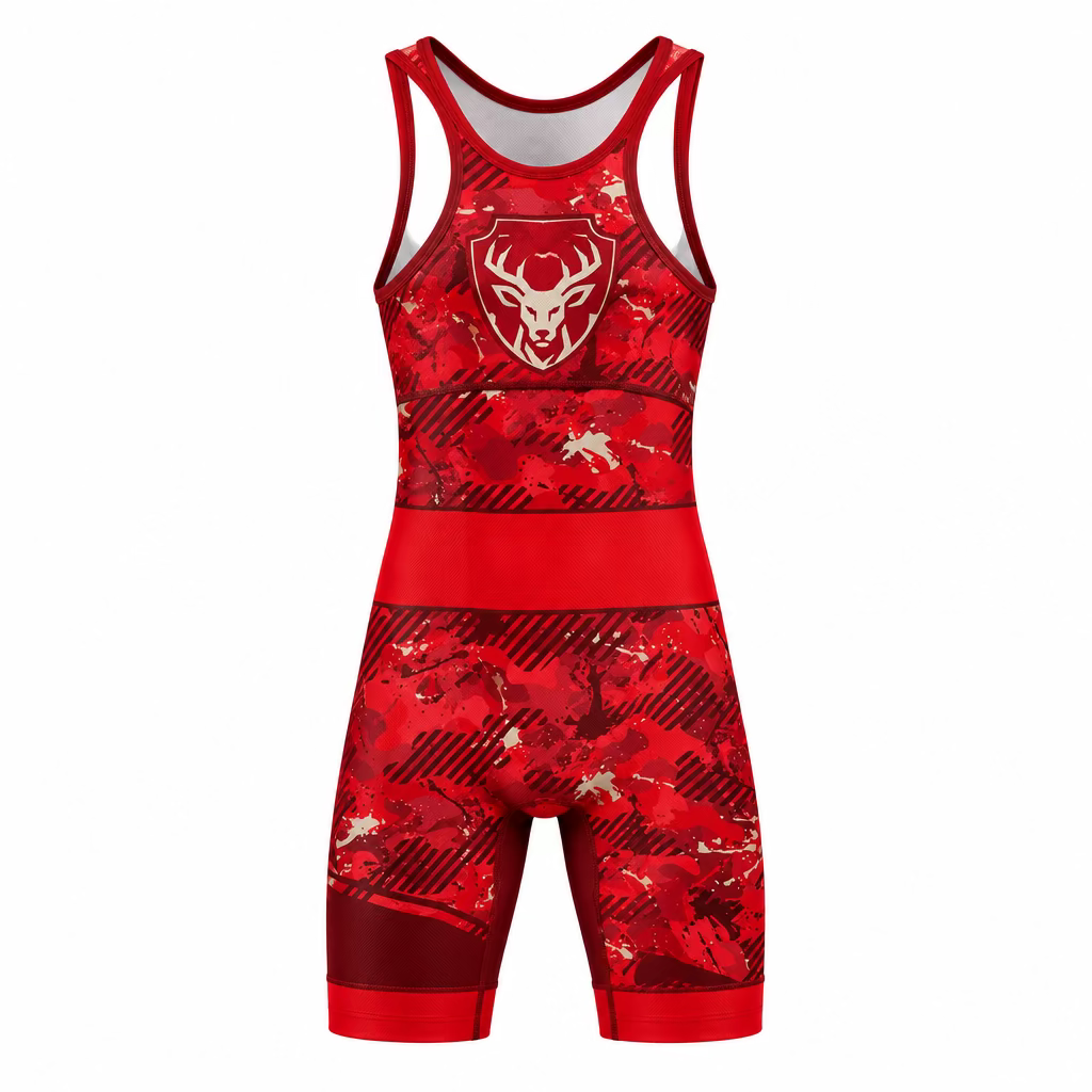 Maillot de lutte RUDIS Campus Fontaine Coupé - Rouge camo