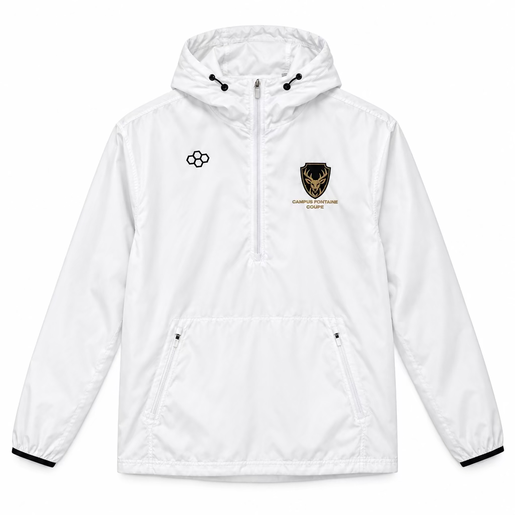 Coupe-vent RUDIS 1/4 zip à capuche - Blanc - Campus Fontaine Coupé