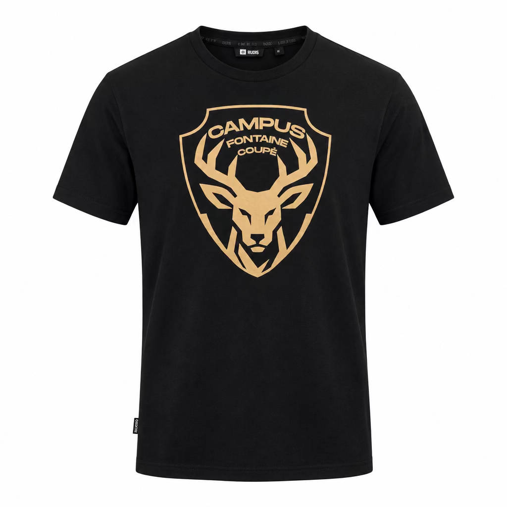 T-shirt RUDIS x Campus Fontaine Coupé – Noir & logo doré